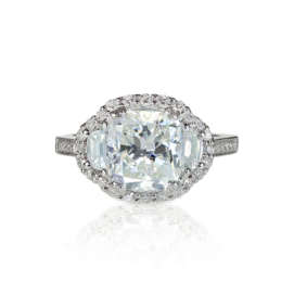 Antique Diamond Wedding band engagement ring Large diamond setting multi stone diamond ring isolated on white.